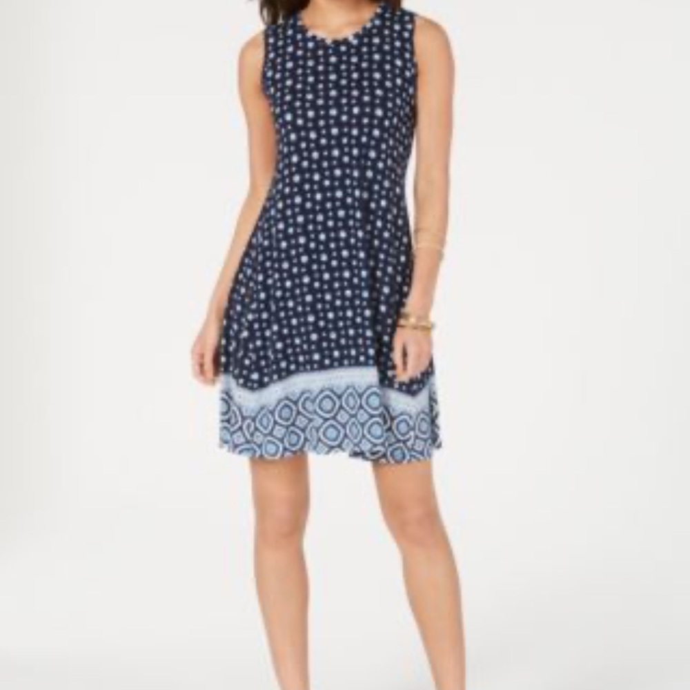 NWT Style & Co. Style & Co Border Print Sleeveless Dress,Size 3X